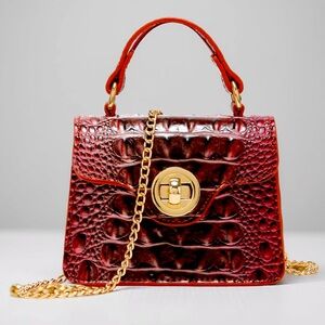 NEW! Luxury Crocodile Mini Bag Purple/Brown Mohagany Bag Crossbody(Not Brahmin)